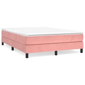 vidaXL Estrutura de cama com molas 140x190 cm veludo rosa
