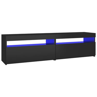vidaXL Móvel de TV com luzes LED 2 pcs 75x35x40 cm preto