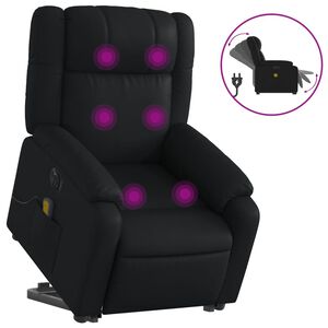 vidaXL Poltrona reclin&aacute;vel elevat&oacute;ria el&eacute;trica couro artificial preto