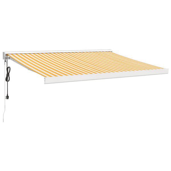vidaXL Toldo retr&aacute;til 3,5x2,5 m tecido e alum&iacute;nio amarelo e branco