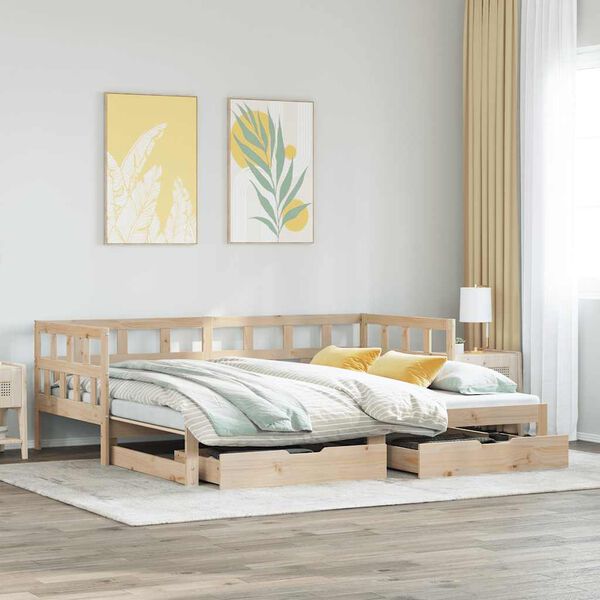 vidaXL Sof&aacute;-cama com gavet&atilde;o e gavetas sem colch&atilde;o 90x190 cm