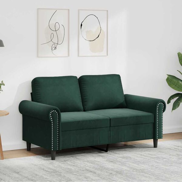 vidaXL Sof&aacute; de 2 lugares 120 cm veludo verde-escuro
