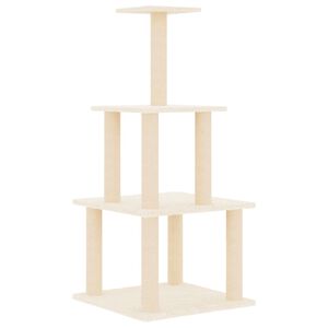 vidaXL &Aacute;rvore p/ gatos c/ postes arranhadores sisal 111 cm cor creme