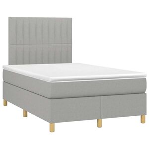 vidaXL Cama boxspring com colch&atilde;o 120x190 cm tecido cinzento-claro