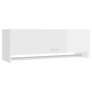 vidaXL Roupeiro 100x32,5x35 cm derivados de madeira branco brilhante