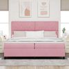 vidaXL Cama Box Spring LED com colch&atilde;o Rosa 200 x 200 cm Veludo