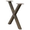 vidaXL P&eacute;s para mesa de centro em formato de X, 2 pe&ccedil;as, a&ccedil;o natural, 50x(42-43) cm, a&ccedil;o