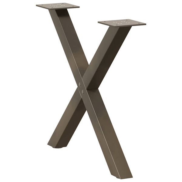 vidaXL P&eacute;s para mesa de centro em formato de X, 2 pe&ccedil;as, a&ccedil;o natural, 50x(42-43) cm, a&ccedil;o