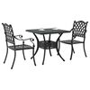 vidaXL Conjunto de Mesa de Jardim 3 pcs Preto Alum&iacute;nio Fundido