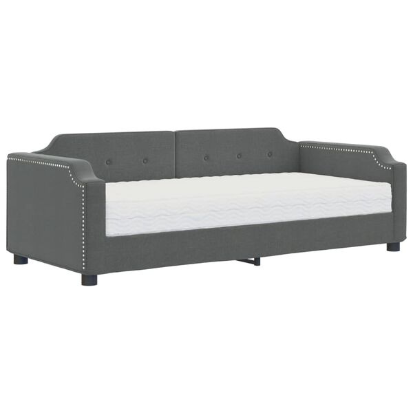 vidaXL Sof&aacute;-cama com colch&atilde;o 80x200 cm tecido cinzento-escuro