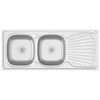 vidaXL Lava-lou&ccedil;a cozinha + cuba dupla a&ccedil;o inox prateado