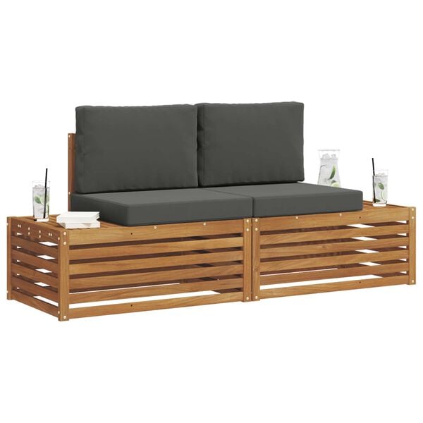 vidaXL Conjunto de Sof&aacute;s para Exterior 2 Pe&ccedil;a Natural e Antracite