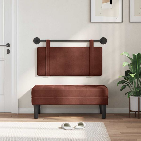 vidaXL Cabeceira Suspensa Marrom Brilhante 100 x 55 x 5 cm PU Antigo