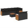 vidaXL 9 pcs conjunto de sof&aacute;s p/ jardim c/ almofad&otilde;es vime PE preto