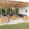 vidaXL 9 pcs conjunto lounge jardim c/ almofad&otilde;es madeira teca maci&ccedil;a