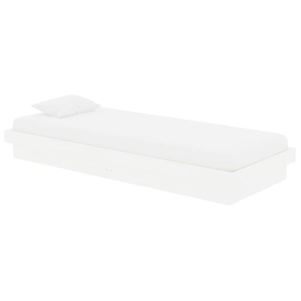 vidaXL Estrutura cama pequena solteiro 75x190 cm madeira maciça branco