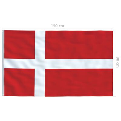 vidaXL Bandeira da Dinamarca com mastro de alumínio 6 m
