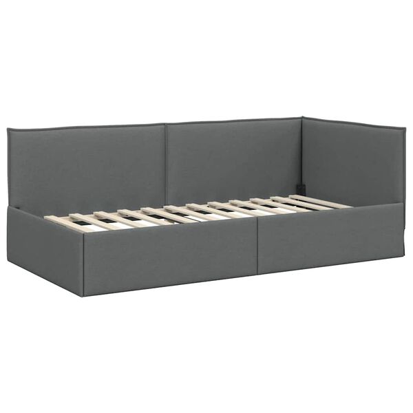 vidaXL Estrutura de Cama de Canto Cinza Escuro 80 x 200 cm Veludo