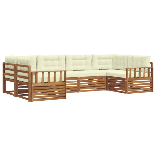 vidaXL Conjunto de Sof&aacute;s para Exterior 6 pcs Natural e Creme