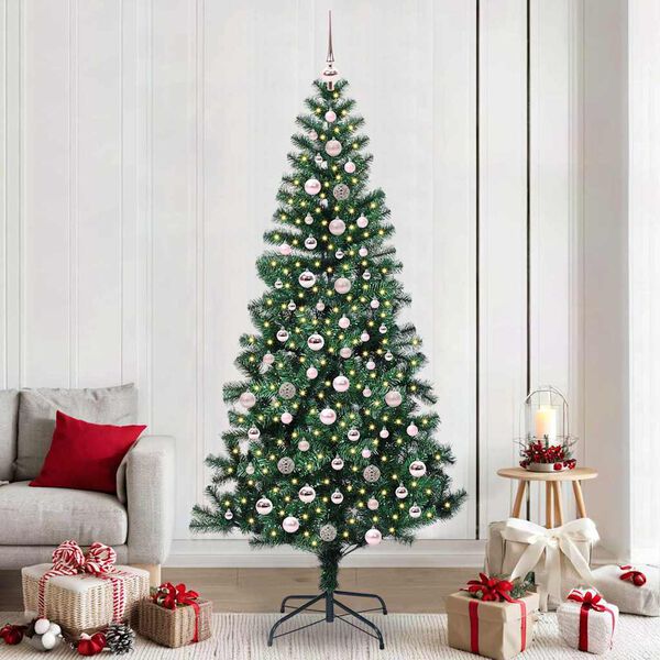 vidaXL &Aacute;rvore de Natal Artificial Pr&eacute;-iluminada Verde 240 cm