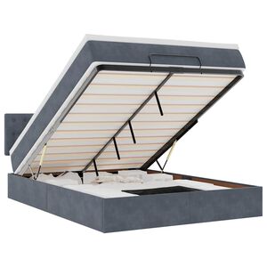 vidaXL Estrutura de cama otomana com colch&atilde;o 140x190cm cinzento escuro