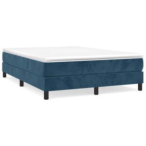 vidaXL Estrutura de cama com molas 140x190 cm veludo azul-escuro