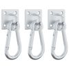 vidaXL Placas de olhal com ganchos de mola 3 pcs a&ccedil;o prateado