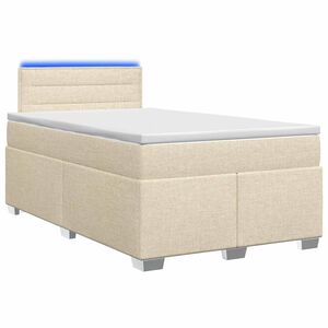 vidaXL Cama Box Spring com Colch&atilde;o e LED Creme 120 x 190 cm Tecido