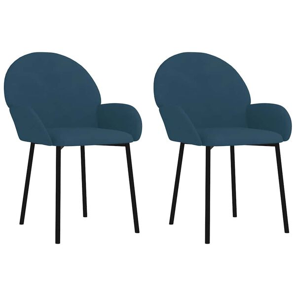 vidaXL Cadeiras de jantar 2 pcs veludo azul