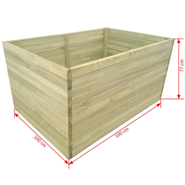 vidaXL Canteiro elevado para jardim 100x100x77 cm pinho impregnado