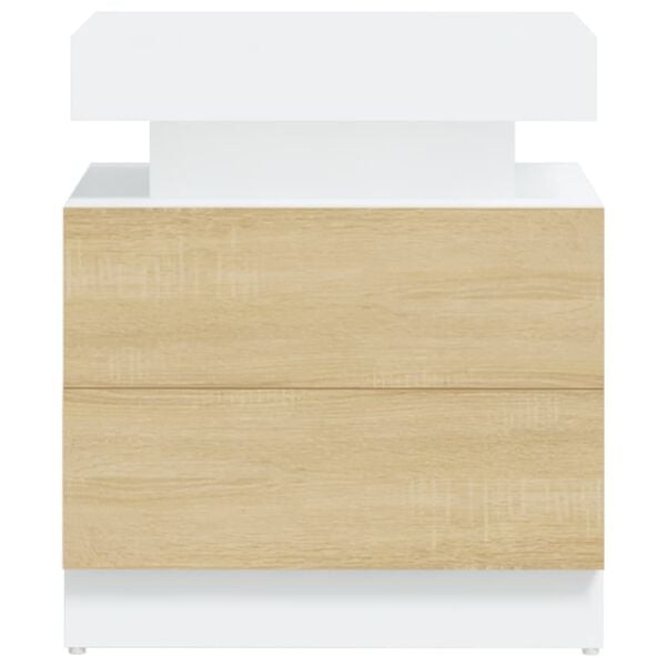 vidaXL Mesa de cabeceira 45x35x52 cm aglomerado branco/carvalho sonoma
