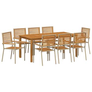vidaXL Conjunto de Jantar para Jardim 9 unid. Bege