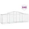 vidaXL Cestos gabi&atilde;o arqueados 40pcs 200x50x60/80 cm ferro galvanizado