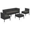 vidaXL 6 pcs conjunto lounge de jardim c/ almofad&otilde;es vime PE preto