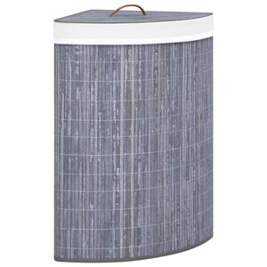 vidaXL Cesto de canto para roupa suja 60 L bambu cinzento