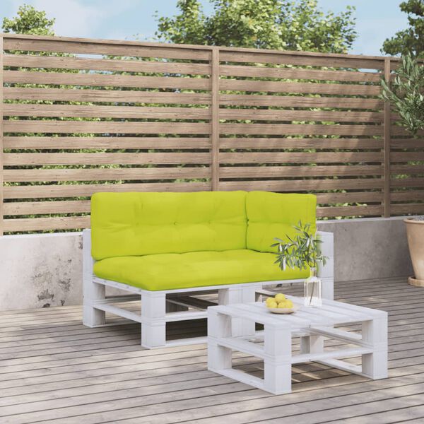 vidaXL Almofad&otilde;es para m&oacute;veis de paletes 3 pcs tecido verde brilhante