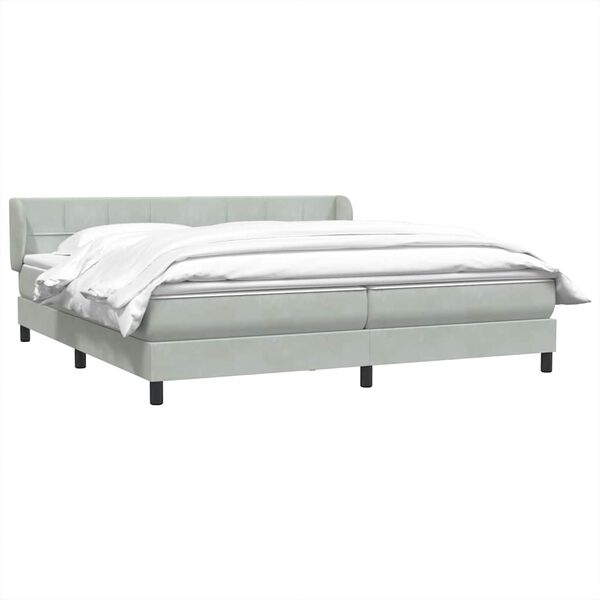 vidaXL Cama com molas/colch&otilde;es 180x210 cm veludo cinzento-claro