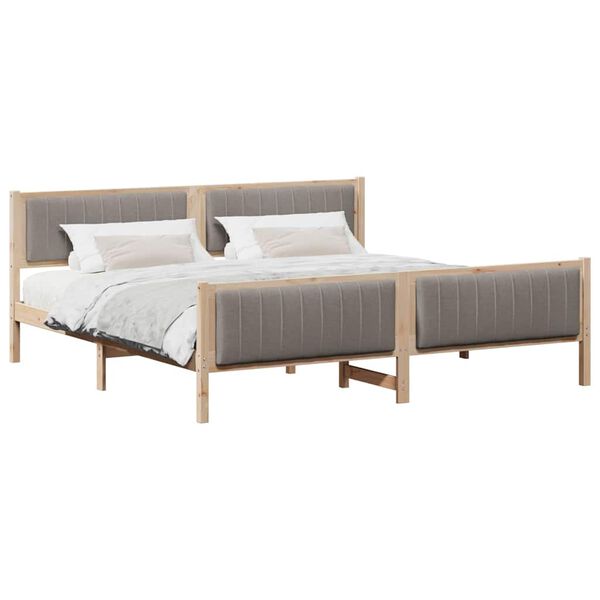 vidaXL Estrutura da cama com cabeceira Marrom e taupe 200 x 200 cm