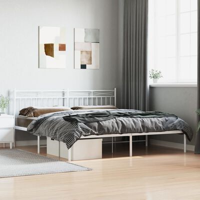 vidaXL Estrutura de cama com cabeceira 180x200 cm metal branco
