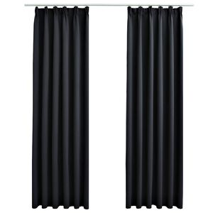vidaXL Cortinas blackout com ganchos 2 pcs 140x175 cm preto