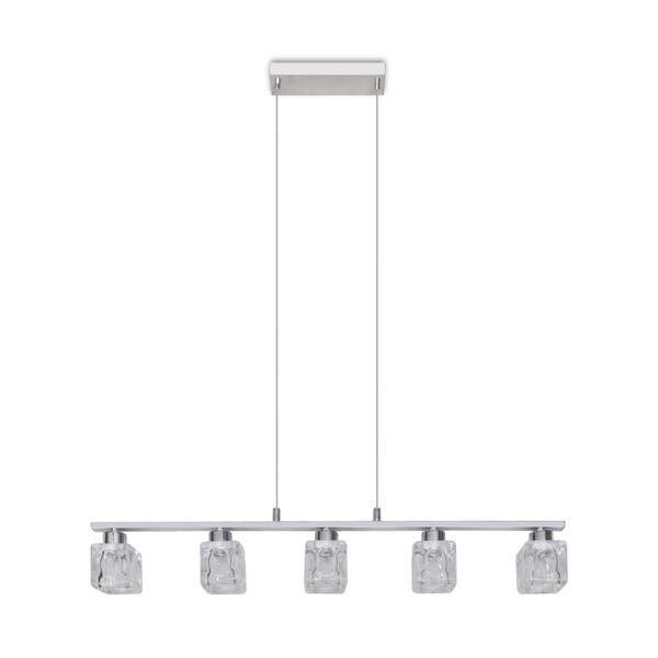 Lustre pendente com abajures quadrados de vidro com 5 x 3 W LED 80 cm