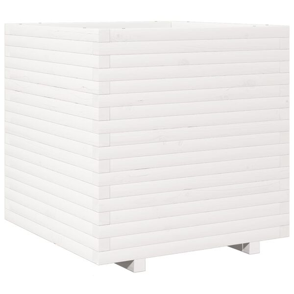 vidaXL Vaso/floreira de jardim 70x70x72 cm pinho maci&ccedil;o branco
