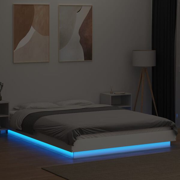 vidaXL Estrutura cama c/ luzes LED 120x200 cm derivados madeira branco
