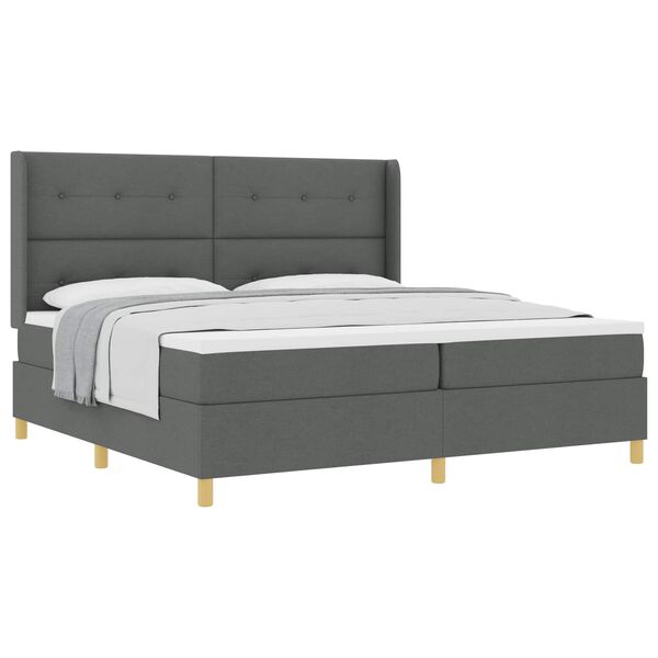 vidaXL Cama Box com colch&atilde;o Cinza Escuro 200 x 200 cm tecido