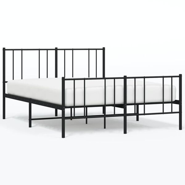 vidaXL Estrutura de cama com cabeceira e p&eacute;s 120x190 cm metal preto