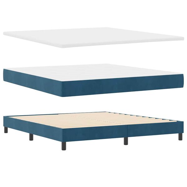 vidaXL Cama Box com colch&atilde;o Azul escuro 180 x 200 cm Veludo