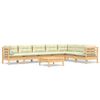 vidaXL 8 pcs conjunto lounge jardim c/ almofad&otilde;es creme pinho maci&ccedil;o