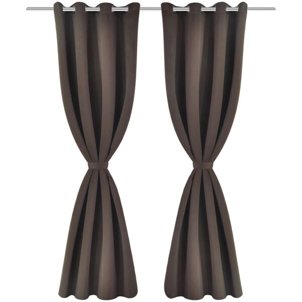 vidaXL Cortinas blackout 2 pcs com ilh&oacute;s de metal 135x175 cm castanho