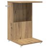 vidaXL Mesa Lateral com roda Carvalho Artesanal 40 x 35 x 60 cm