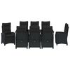 vidaXL Conjunto de Jantar para Jardim com almofada 9 pcs Preto vime PE